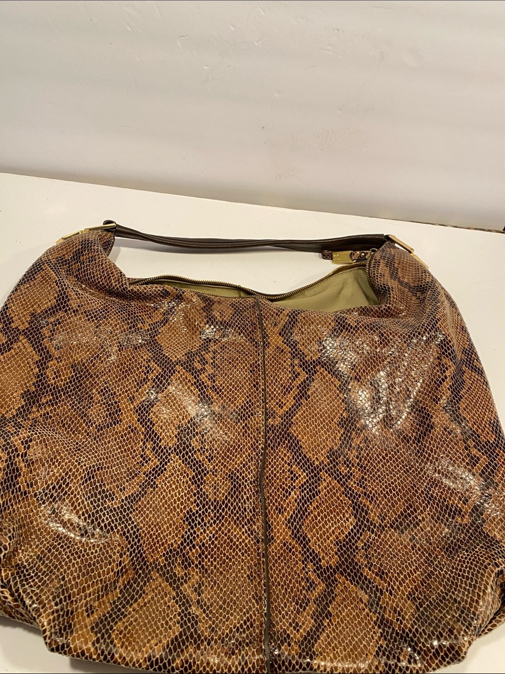 Brown Snake-Print Women's Hobo Bag used in great shape